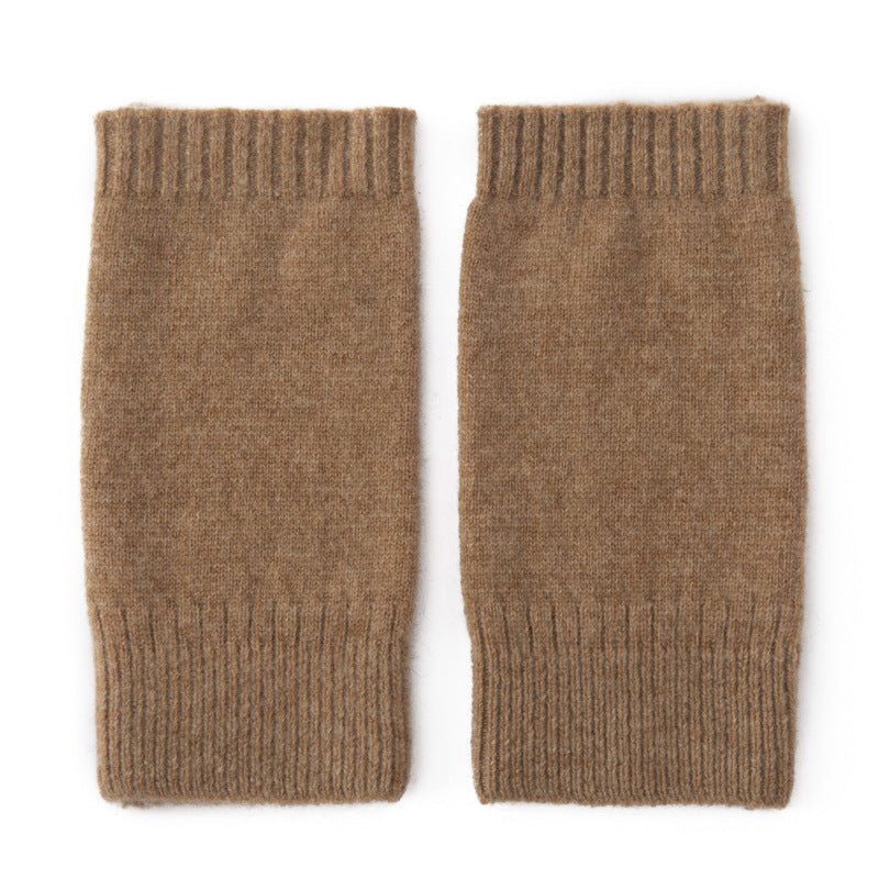 Pure Cashmere Knit Fingerless Gloves Cashmere Wrist Warmers Cashmere Mitts Camel M