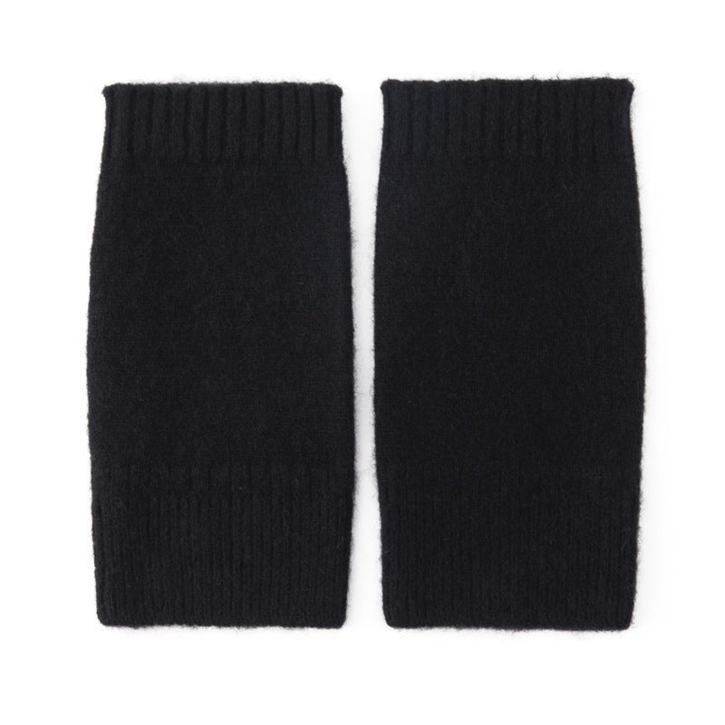 Pure Cashmere Knit Fingerless Gloves Cashmere Wrist Warmers Cashmere Mitts Black M