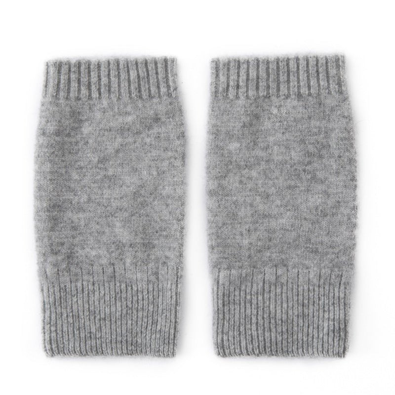 Pure Cashmere Knit Fingerless Gloves Cashmere Wrist Warmers Cashmere Mitts Grey M