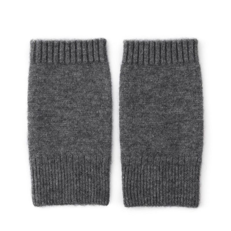 Pure Cashmere Knit Fingerless Gloves Cashmere Wrist Warmers Cashmere Mitts Dark Grey M