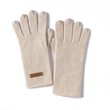 Pure Cashmere Knit Gloves Curl Edge Refined Cashmere Warm Gloves Beige M
