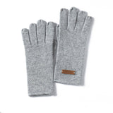 Pure Cashmere Knit Gloves Curl Edge Refined Cashmere Warm Gloves Grey M