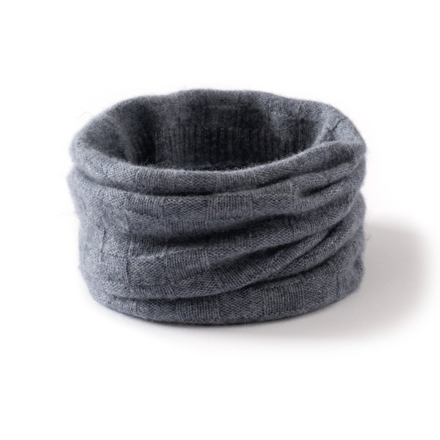Pure Cashmere Knitted Neck Warmer Scarf Cashmere Neck Gaiter Grey M