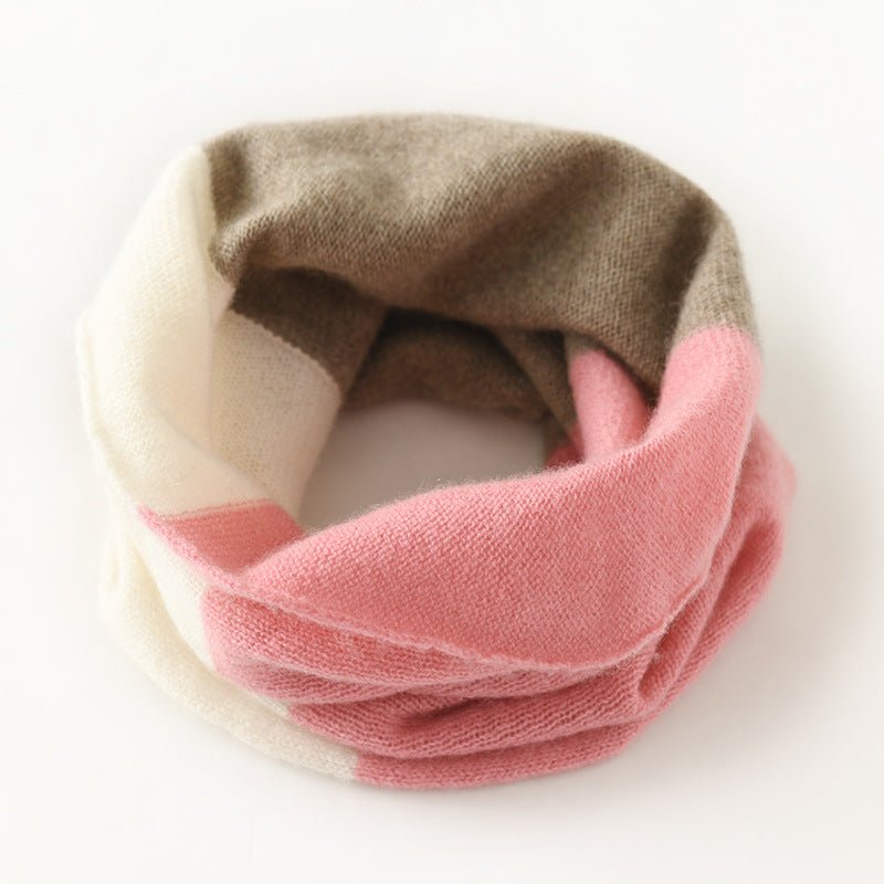 Cashmere Neck Gaiter Mixed Colors Two - Tone Cashmere Neck Warmer Pink M
