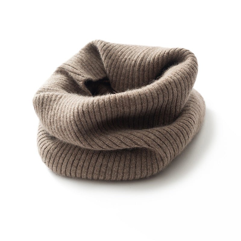 Pure Cashmere Neck Warmer Scarf Ribbing Cashmere Neck Gaiter Fake Collar Taupe M