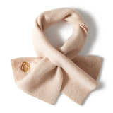 Pure Cashmere Scarf Cashmere Neck Warmer with Embroidered Flower Beige M