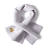 Pure Cashmere Scarf Cashmere Neck Warmer with Embroidered Flower Grey M
