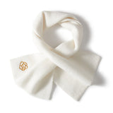 Pure Cashmere Scarf Cashmere Neck Warmer with Embroidered Flower Ivory M