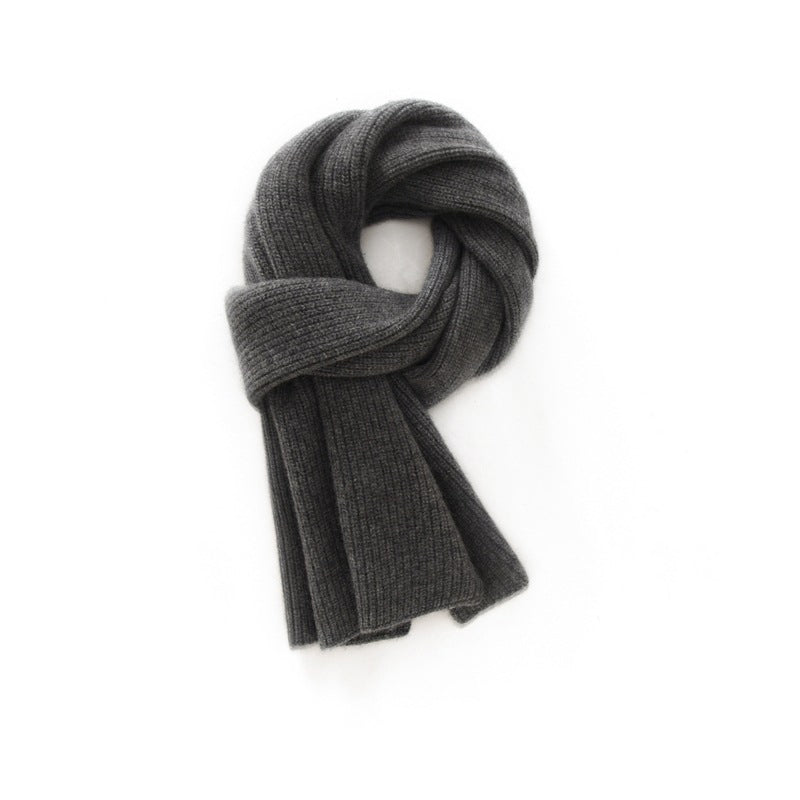 Pure Cashmere Scarf For Women Ribbed Cashmere Wraps Dark Gray M
