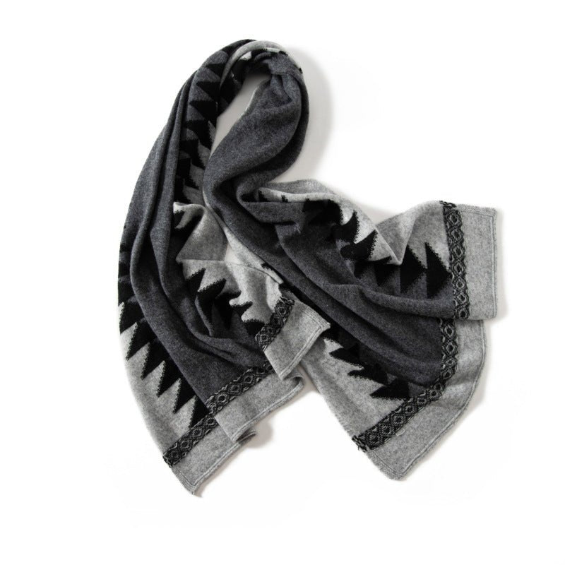 Pure Cashmere Scarf Long Shawl And Wraps Special Christmas Scarves Dark Gray L