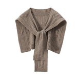 Womens Pure Cashmere Cable Knit Shawl Cashmere Scarf Back Warmer Taupe M