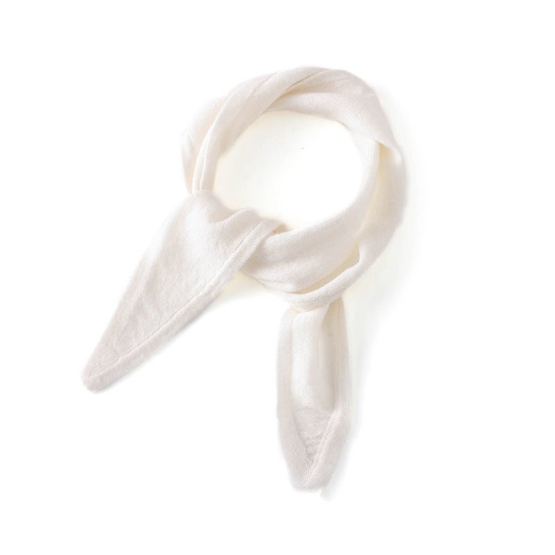 Pure Cashmere Skinny Tie Scarf Small Cashmere Triangle Scarf Cashmere Bandana Ivory M