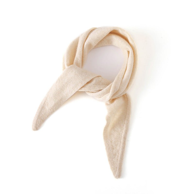 Pure Cashmere Skinny Tie Scarf Small Cashmere Triangle Scarf Cashmere Bandana Beige M