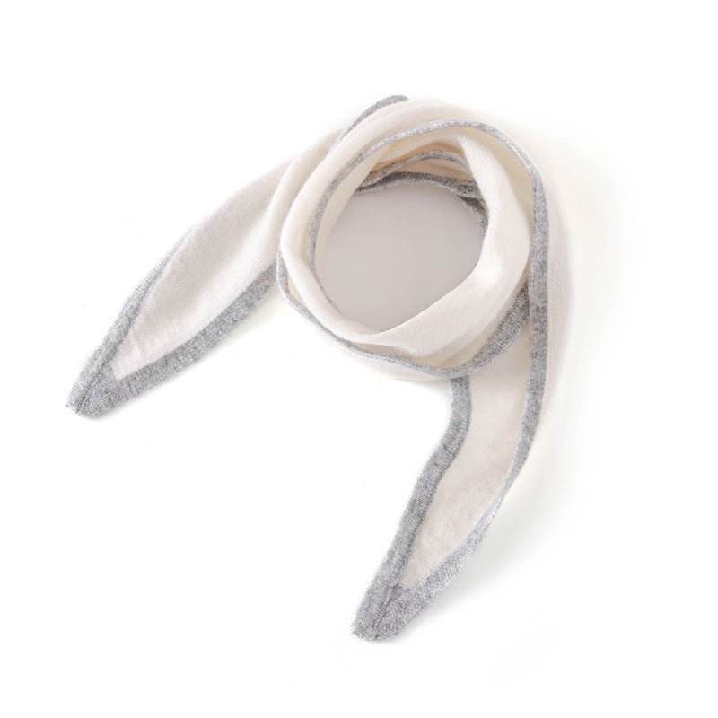 Pure Cashmere Skinny Tie Scarf Small Cashmere Triangle Scarf Cashmere Bandana White M