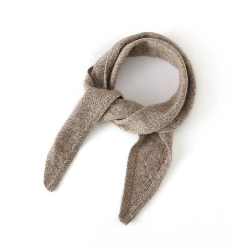 Pure Cashmere Skinny Tie Scarf Small Cashmere Triangle Scarf Cashmere Bandana Taupe M