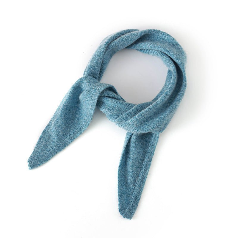 Pure Cashmere Skinny Tie Scarf Small Cashmere Triangle Scarf Cashmere Bandana Blue M