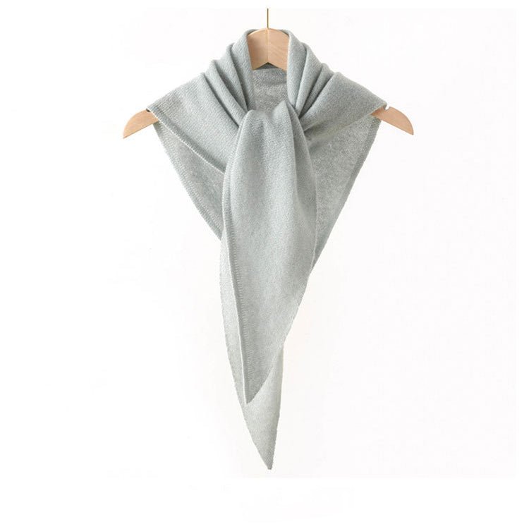 Pure Cashmere Triangle Neck Scarf Cashmere Knit Wrap Cashmere Bandana Ivory M