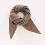 Pure Cashmere Triangle Neck Scarf Cashmere Knit Wrap Cashmere Bandana Taupe M