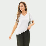Pure Silk Blouses Short Sleeves Womens Pure Silk Top White XS