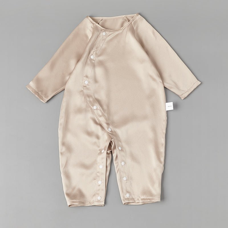 Pure Silk Bodysuit For Babies Lightweight Summer Silk Clothes Champagne 0 - 3M