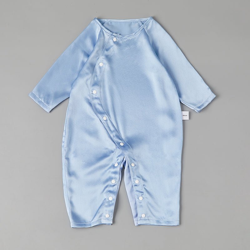 Pure Silk Bodysuit For Babies Lightweight Summer Silk Clothes Light Blue 0 - 3M
