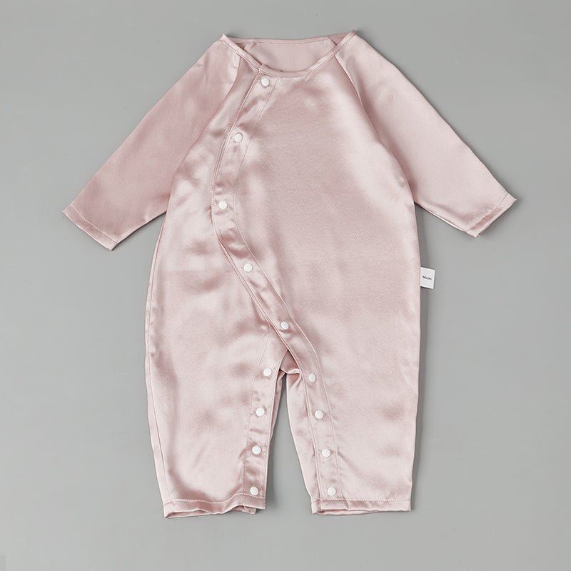 Pure Silk Bodysuit For Babies Lightweight Summer Silk Clothes Rosy Pink 0 - 3M
