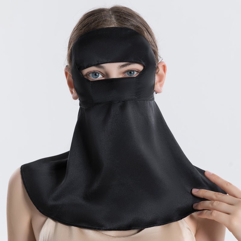 Full Coverage Silk Face Mask Sensitive Silk Full Face Anti - uv Masks Black M