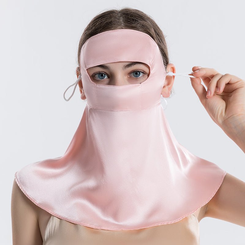 Full Coverage Silk Face Mask Sensitive Silk Full Face Anti - uv Masks Pink M