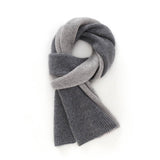 Rib Knit Cashmere Scarf Colorblock Cashmere Wrap for Men and Women Grey M