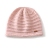 Rib Textured Pure Cashmere Beanie Unisex Thick Cashmere Knit Hat Pink M