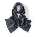 Ribbed Cashmere Scarf for Men and Women Cashmere Knit Wrap for Cold Weather Grey L