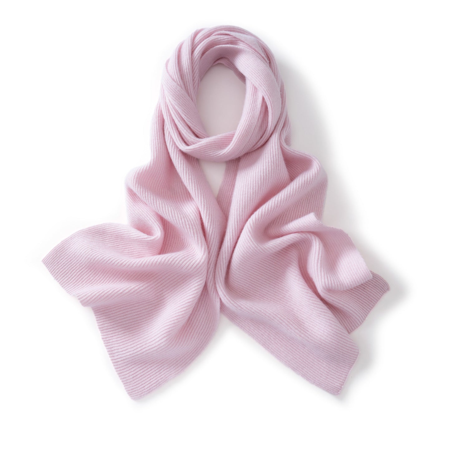 Ribbed Cashmere Scarf for Men and Women Cashmere Knit Wrap for Cold Weather Pink L