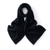 Ribbed Cashmere Scarf for Men and Women Cashmere Knit Wrap for Cold Weather Black L