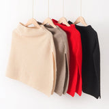 Ribbed Mock Neck Pure Cashmere Cloak Waistcoat Cashmere Scarf Red M