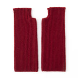 Ribbed Pure Cashmere Gloves Cashmere Wrist Warmers Long Cashmere Mitts Claret M