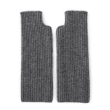 Ribbed Pure Cashmere Gloves Cashmere Wrist Warmers Long Cashmere Mitts Dark Grey M