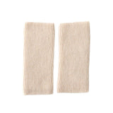 Ribbed Pure Cashmere Knit Headband Half - finger gloves Cashmere Gloves Beige M