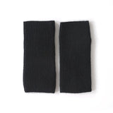 Ribbed Pure Cashmere Knit Headband Half - finger gloves Cashmere Gloves Black M