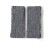 Ribbed Pure Cashmere Knit Headband Half - finger gloves Cashmere Gloves Grey M