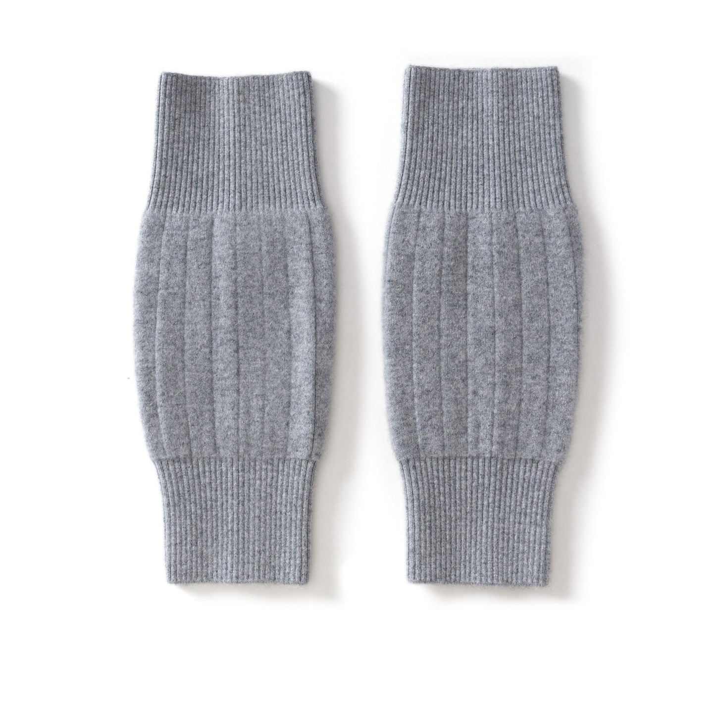 Ribbed Pure Cashmere Leg Warmers Cashmere Knee Pads Knee Warmers Gray M