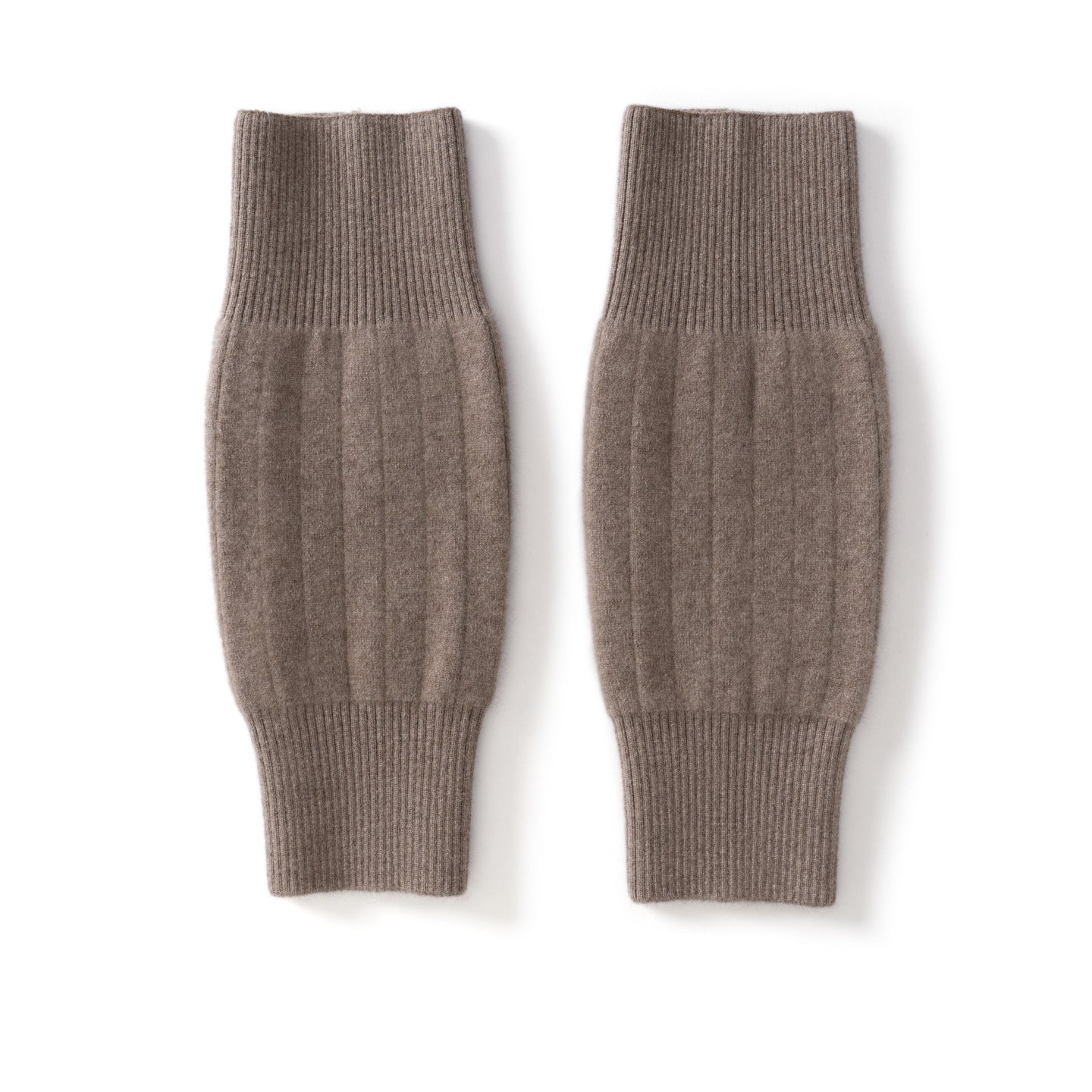 Ribbed Pure Cashmere Leg Warmers Cashmere Knee Pads Knee Warmers Taupe M