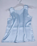 Round Neck Mulberry Silk Tank Top For Women Beige M