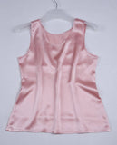 Round Neck Mulberry Silk Tank Top For Women Beige M