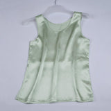 Round Neck Mulberry Silk Tank Top For Women Sage Green S