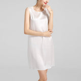 Round Neck Silk Dress Sleeveless Wedding Guest Party Dresses Claret XS