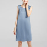 Round Neck Silk Dress Sleeveless Wedding Guest Party Dresses Claret XS