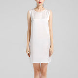 Round Neck Silk Dress Sleeveless Wedding Guest Party Dresses Claret XS