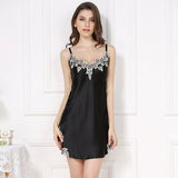 Women Sexy Lace Silk Nightgown V Neck Pure Silk Slip Dress Purple Gray XS