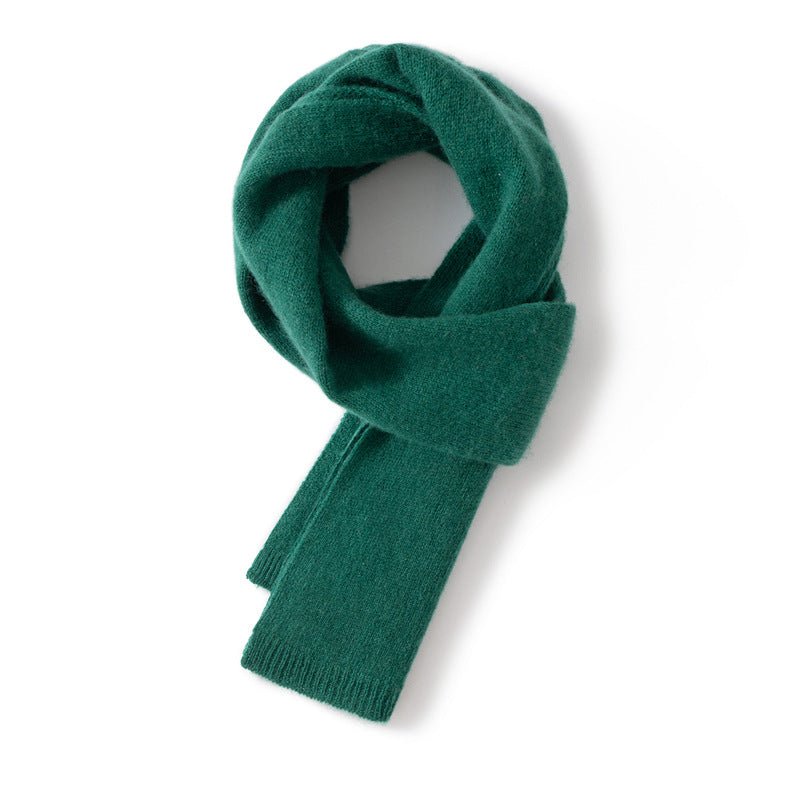 Short 100% Cashmere Scarf for Adults And Children Winter Scarf Green S