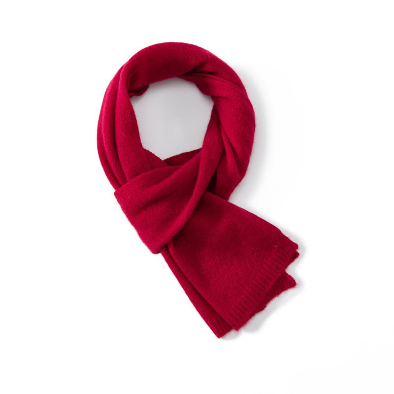 Short 100% Cashmere Scarf for Adults And Children Winter Scarf Claret S